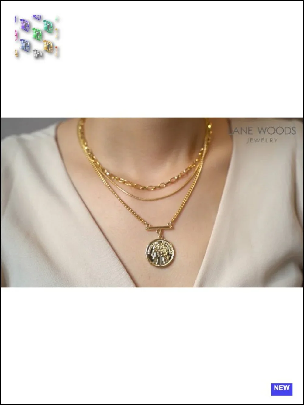 Gold Plated Multilayer Coin Medallion Necklace Set Adjustable Choker Chain